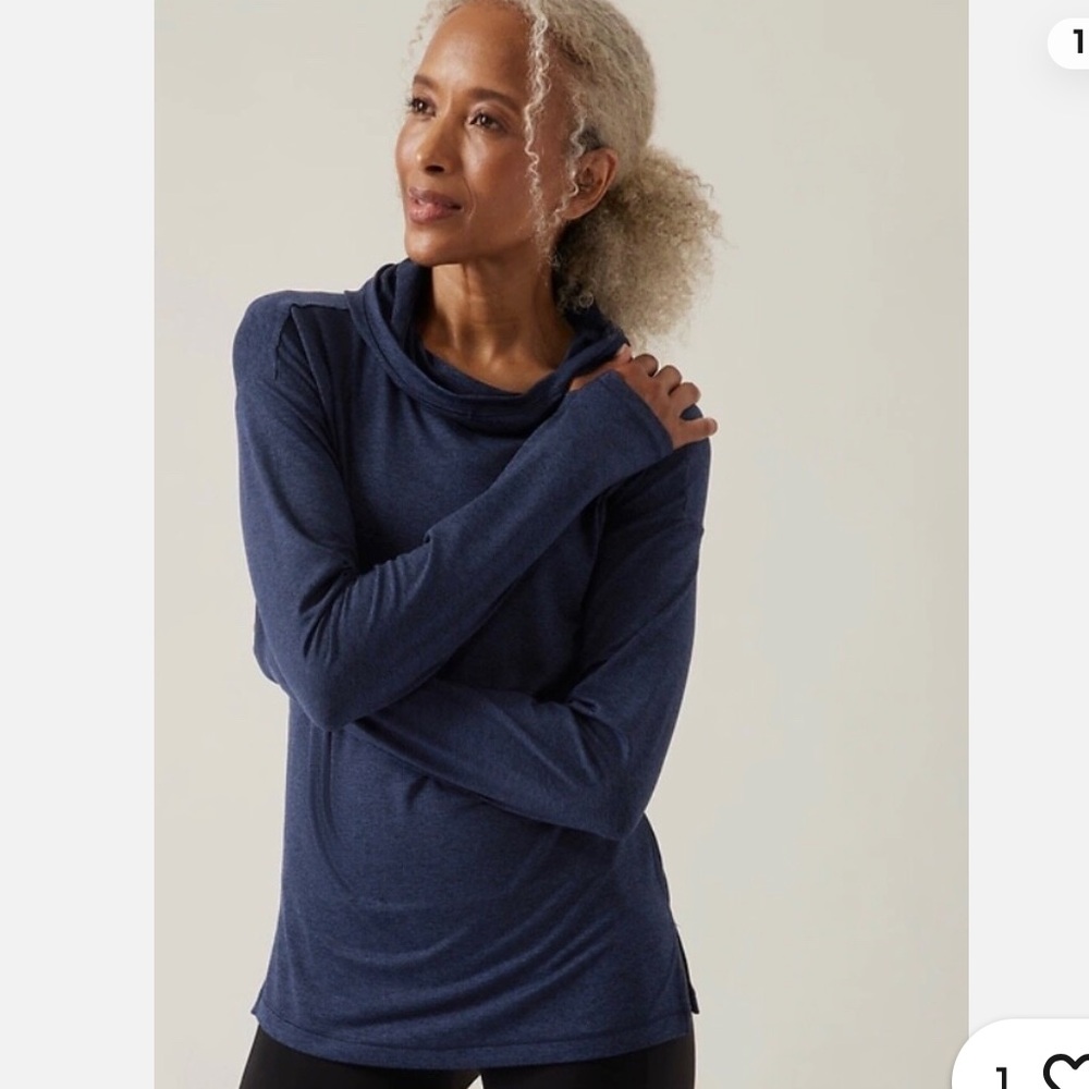 419 ATHLETA UPTEMPO ll HOODIE SWEATSHIRT HEATHER BLUE Medium